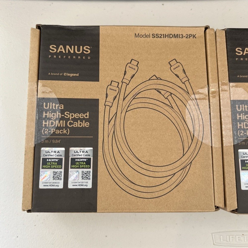 Sanus Preferred SS21HDMI3 Ultra High-Speed HDMI Cable 3M 2-Pack | New